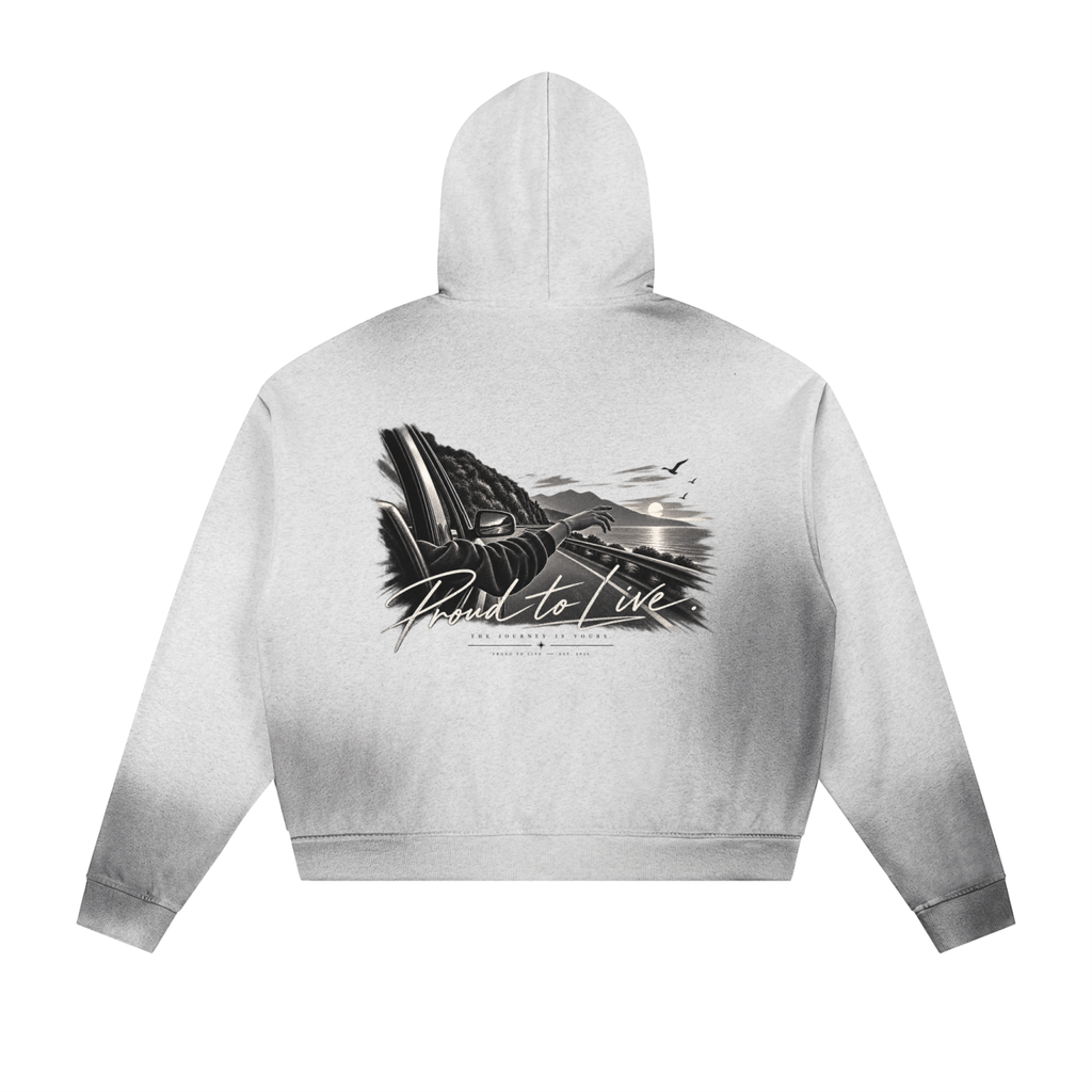 Sun Fade Frayed Raw Edge Fleece Zip Hoodie